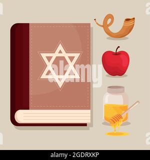 Vier yom kippur-Symbole Stock Vektor