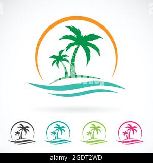 Vektor-Bild einer Palme tropischen Baum Symbol auf weißem Hintergrund. Logo-Design. Leicht editierbare Vektorgrafik mit Ebenen. Stock Vektor