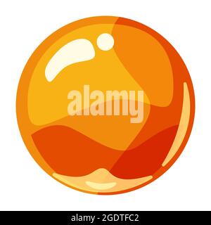 Ball orange glänzend glänzend bunt Spiel Kunst. Magic Kristall Glaskugel, Blase Schuss Elemente. Cartoon Vektor GUI App Stock Vektor