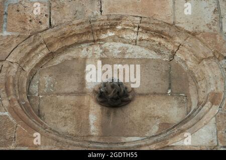 Osmanische Dekoration am versiegelten Goldenen Tor auch das Mercy Gate oder Bab al-Dhahabi in arabischer Sprache an den östlichen Mauern des Tempelbergins in der Altstadt Ost-Jerusalem Israel Stockfoto