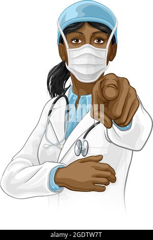 Doktor Frau Braucht Sie Zeigen Stock Vektor