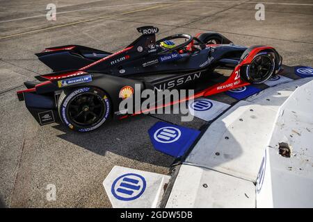 Berlin, Deutschland. August 2021. 22 Rowland Oliver (gbr), Nissan e.Dams, Nissan IM02, Aktion während des Berlin ePrix 2021, 8. Treffen der Formel-E-Weltmeisterschaft 2020-21, auf dem Stadtkurs des Flughafens Tempelhof vom 14. Bis 15. August in Berlin, Deutschland - Foto Xavi Bonilla/DPPI Quelle: Independent Photo Agency/Alamy Live News Stockfoto