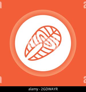 Symbol für die Farbschaltfläche „Steak, roter Fisch“. Meeresfrüchte-Produkt. Protein, Phosphor, Fettquelle. Isoliertes Vektorelement. Skizzieren Sie das Piktogramm für die Webseite, mobile AP Stock Vektor