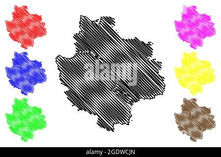 Landkreis Deggendorf (Bundesrepublik Deutschland, Landkreis Niederbayern, Freistaat Bayern) Kartenvektordarstellung, Scribble-Skizze Deggen Stock Vektor