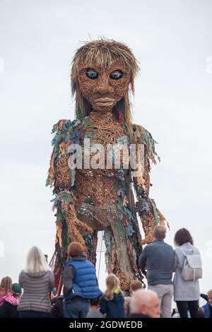 North Berwick, East Lothian, Großbritannien. August 2021. Hoch aufragend bei einem 10 m hohen Sturm, der zum ersten Mal am Fringe by Sea in North Berwick spazierend ist Credit: Richard Newton/Alamy Live News Stockfoto