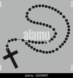 Hölzerne katholische Rosenkranz Perlen, religiöse Symbole, Rosenkranz Halskette, Gebet Symbol, Perlen Rosenkranz Stock Vektor