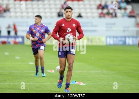 Hull, England - 13. August 2021 - Kai Pearce-Paul von Wigan Warriors während der Rugby League Betfred Super League Hull Kingston Rovers vs Wigan Warriors im Hull College Craven Park, Hull, Großbritannien Dean Williams Stockfoto