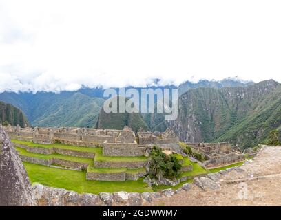 Archäologische Überreste von Machu Picchu in den Bergen von Cusco. Peru Stockfoto