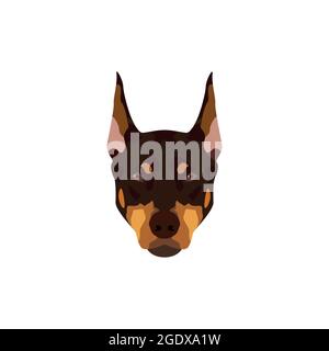 Dobermann Pinscher Hund. Vektor-Illustration Porträt von braunem Hund auf weißem Hintergrund. Stock Vektor