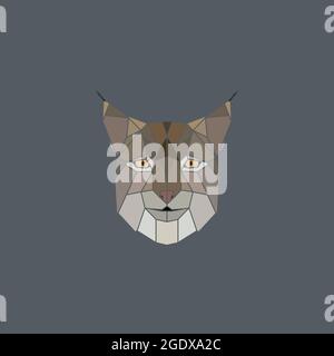 Vektor abstrakte geometrische Kopf Luchs auf dunkelblauem Hintergrund. Stock Vektor