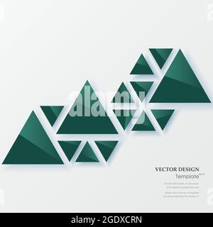 Abstrakter geometrischer Hintergrund mit grünen Dreiecken. Vektorgrafik. Broschürendesign. Stock Vektor