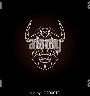 Vektor abstrakte geometrische Kopf Stier auf schwarzem Hintergrund. Stock Vektor