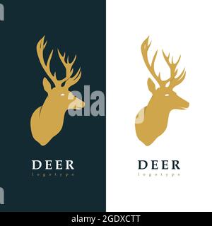 Kreativer Logotyp stilisierter Hirsch. Moderne Logo-Idee für Ihr Unternehmen. Silhouette wildes Tier. Vektorgrafik. Stock Vektor