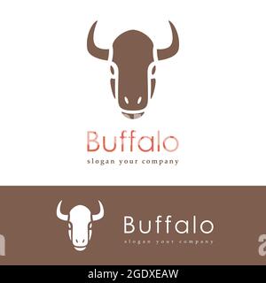 Abstrakte Silhouette eines Kopfbüffels. Vorlage für das Tierlogo. Vektorgrafik. Stock Vektor