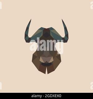 Geometrischer Kopf eines Bisons. Vektorgrafik. Stock Vektor