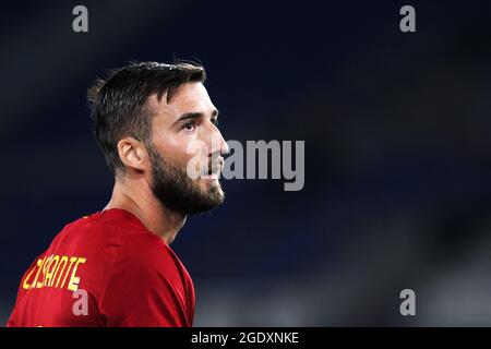 Bryan Cristante von Roma reagiert während des Vorsaison-Freundschaftsspiel zwischen AS Roma und Raja Cascana am 14. August 2021 im Stadio Olimpico in Rom, Italien - Foto Federico Proietti / DPPI Stockfoto