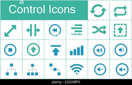 Ausgezeichnete Media-Player-Steuerung Icon-Set für Designer in der Gestaltung aller Arten von Werken. Schöne und moderne Ikone, die in vielen Zwecken verwendet werden kann Stock Vektor