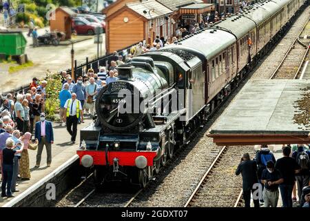 The West Somerset Steam Express 14/8/2021. Gezogen von Lok 45596 Bahamas. Stockfoto