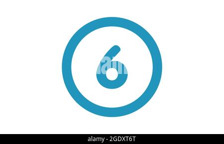 Zahl 6 Symbol . Illustration. Flach und Umriss Stil Stock Vektor