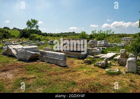 Die antike Stadt Parion befindet sich im Dorf Kemer in der Gemeinde Biga in der türkischen Provinz Çanakkale. Besuchsdatum: 29. juli 2021 Stockfoto