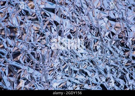 Nahaufnahme der zerknitterte Aluminiumfolie Stockfoto