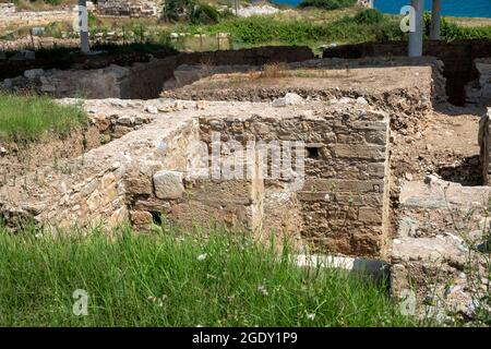 Die antike Stadt Parion befindet sich im Dorf Kemer in der Gemeinde Biga in der türkischen Provinz Çanakkale. Besuchsdatum: 29. juli 2021 Stockfoto