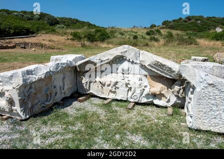 Die antike Stadt Parion befindet sich im Dorf Kemer in der Gemeinde Biga in der türkischen Provinz Çanakkale. Besuchsdatum: 29. juli 2021 Stockfoto