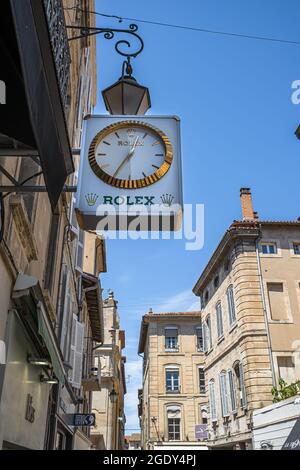 Avignon, Frankreich - 7. Juli 2020: Rolex Luxusuhren-Geschäft in Avignon Stockfoto