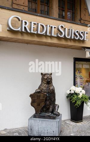 Gstaad, Schweiz - 16. Juli 2020: Credit suisse Bank in Gstaad Stockfoto