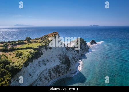 Akra Drastis - Kap Drastis, nordwestlichster Punkt der Insel Korfu, Ionische Insel in Griechenland Stockfoto