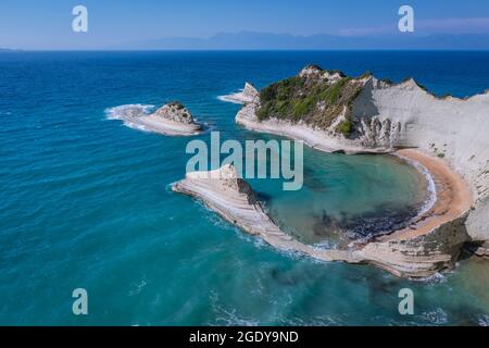 Akra Drastis - Kap Drastis, nordwestlichster Punkt der Insel Korfu, Ionische Insel in Griechenland Stockfoto
