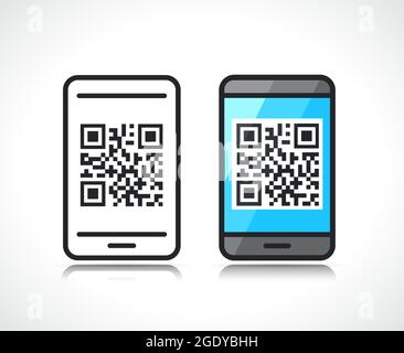 qr-Code auf Smartphone-Symbol und Design Stock Vektor