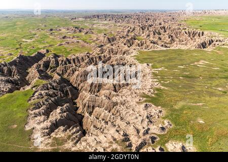 SD00487-00....SOUTH DAKOTA - Badlands National Park aus der Luft während eines Hubschrauberfluges. Stockfoto
