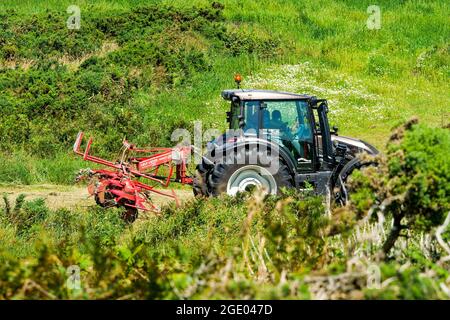 Landmaschinen, La Hague, Departement Manche, Cotentin, Region Normandie, Frankreich Stockfoto