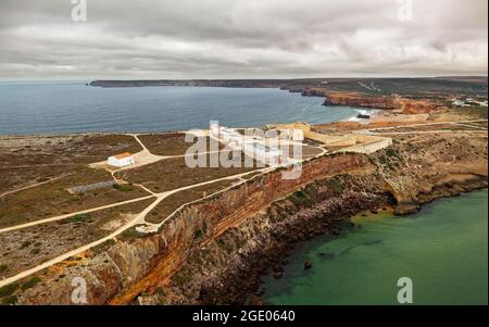 Castelo de Sagres - Forte de Sagres - Fortaleza de Sagres, Portugal südwestlichster Punkt, atlantische Ozeanküste in Portugal Algarve, Landschaft Stockfoto