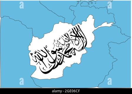 Taliban-Flagge auf der Afghanistan-Karte. Stock Vektor