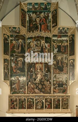 Altarbild des Lebens von Maria im Museum der Kathedrale von Segorbe, Castellon, Spanien, Europa Stockfoto