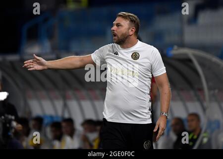 Ferrara, Italien. Januar 2016. Paolo Zanetti, Trainer des FC Venezia, reagiert während des Fußballspiels zwischen dem FC Venezia und Frosinone Calcio im Stadion Paolo Mazza in Ferrara (Italien) am 15. August 2021. Foto Andrea Staccioli/Insidefoto Kredit: Insidefoto srl/Alamy Live News Stockfoto