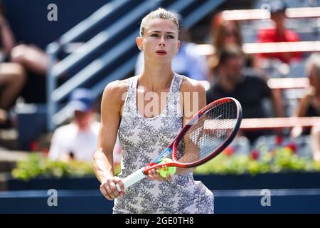 15. August 2021: Camila Giorgi (ITA) spielt beim Finale der WTA National Bank Open im IGA Stadium in Montreal, Quebec. David Kirouac/CSM Stockfoto