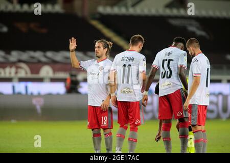 Turin, Italien. August 2021. Michele Castagnetti (uns Cremonesen) während des Fußballspiels Coppa Italia zwischen dem FC Turin und uns Cremonesen am 15. August 2021 im Stadio Grande Torino in Turin, Italien - Foto Nderim Kaceli Kredit: Unabhängige Fotoagentur/Alamy Live News Stockfoto