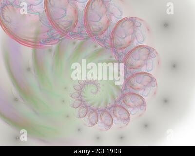 Abstrakter spiralförmiger Hintergrund mit Bokeh-Lichtern. Weiche, bunte Kurven mit Glanz. Designelement. Weiche Linien. 3d-Bildmaterial Stockfoto