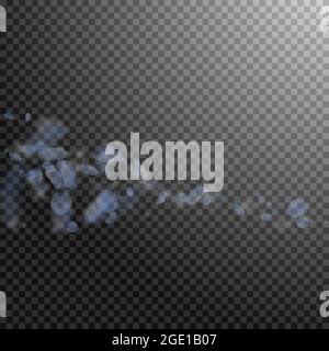 Hellblaue Blütenblätter fallen herunter. Tatsächliche romantische Blumen Komet. Fliegendes Blütenblatt auf transparentem quadratischem Hintergrund. Liebe, Romantik Konzept. Bewunderungswert Stock Vektor