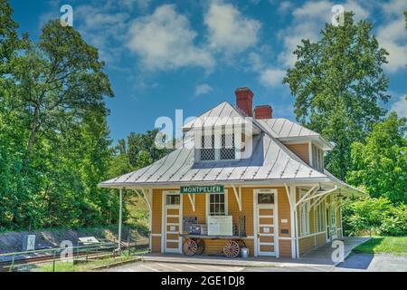 Der historische, abgetrennte Bahnhof Montpelier in Virginia. Stockfoto