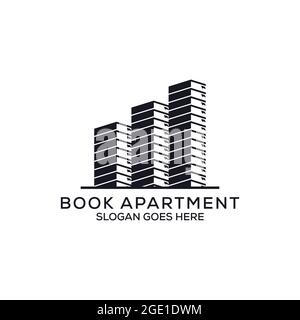 Buch Wohnung Logo Design, Monogramm Gebäude Vektor, kann als Symbole, Markenidentität, Firmenlogo, Symbole, oder andere verwendet werden. Stock Vektor