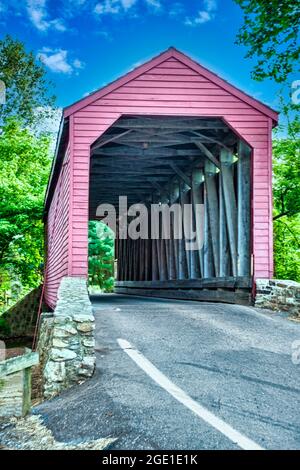 The Loy's Station Covered Bridge in Frederick County, Maryland. Stockfoto