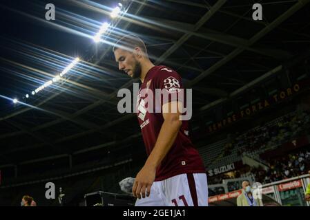 Turin, Italien. August 2021. Marko Pjaca vom FC Turin beim Coppa Italia-Spiel zwischen dem FC Turin und den USA Cremonesen. Torino gewann 4-1 nach Penaliten (Foto von Alberto Gandolfo/Pacific Press) Quelle: Pacific Press Media Production Corp./Alamy Live News Stockfoto