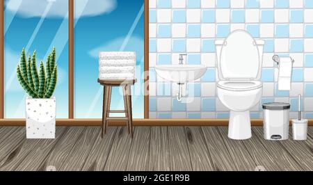 Badezimmer Innenarchitektur mit Möbel Illustration Stock Vektor