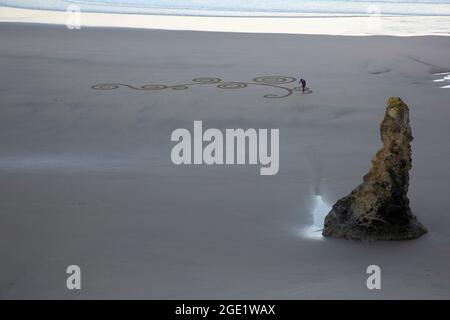 Circles in the Sand, Bandon State Park - Face Rock Viewpoint, Bandon, Oregon Stockfoto