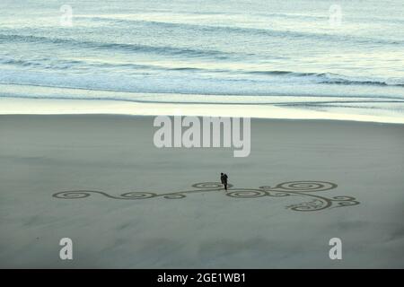 Circles in the Sand, Bandon State Park - Face Rock Viewpoint, Bandon, Oregon Stockfoto