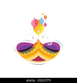 Vintage Öllampe Vektor isoliert. Diwali Festival Blitzlampe. Indisches Festival deepa, glühende Lampe. Stock Vektor
